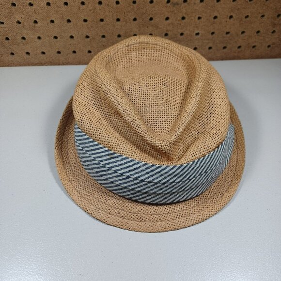 J.CREW Accessories - JCREW womens dark khaki paper straw striped band fedora hat S 40692